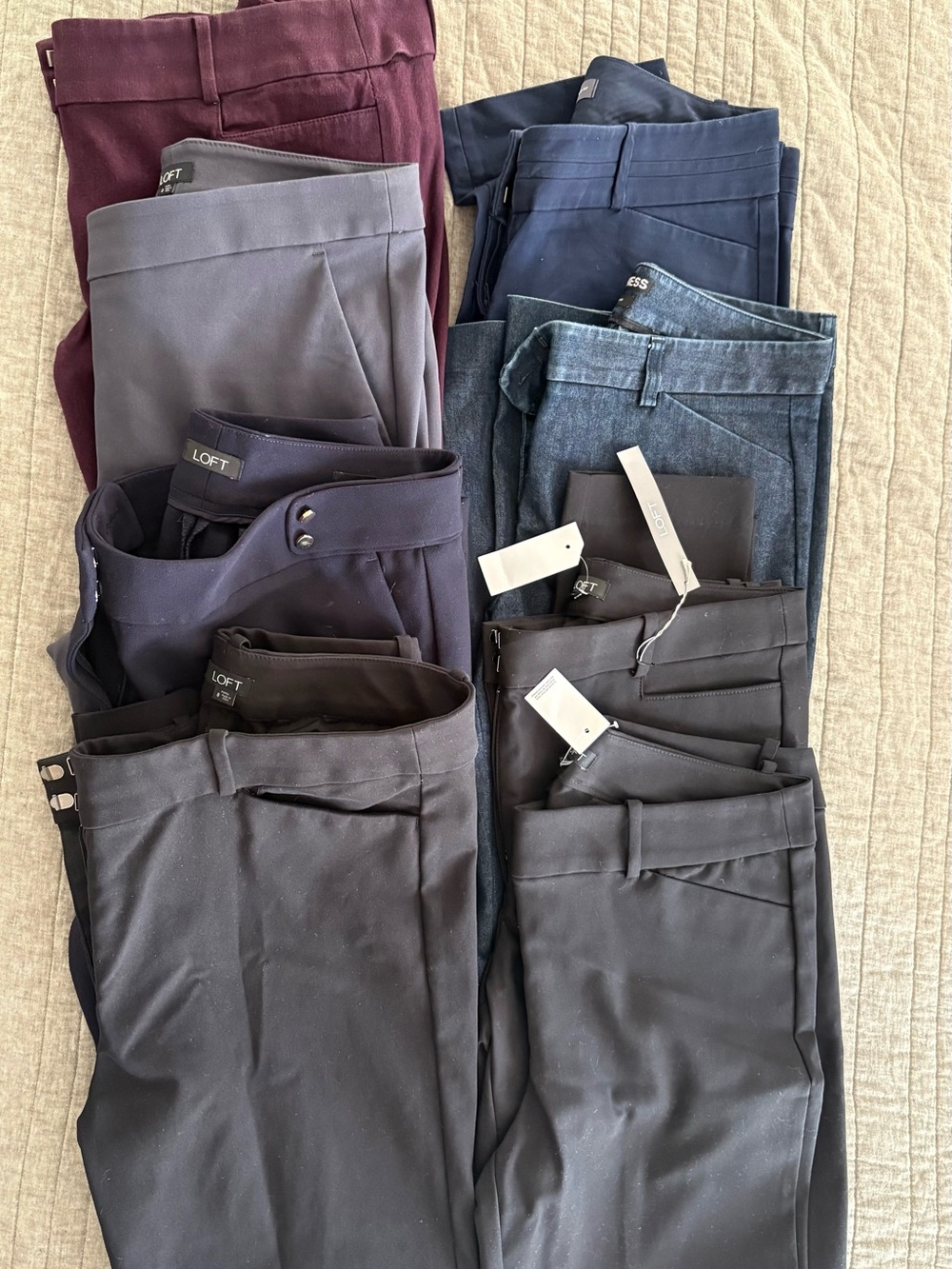 Lot of 8 Women’s Dress Pants - Navy, Charcoal, Blue, Maroon, Black- 2 Pairs NWT!